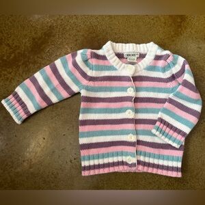 ✨5/$25✨ 12 month - Cherokee Striped Girls Cardigan - Pink, Purple, and White
